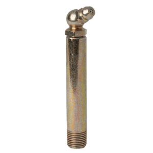Ingrassatore Premium PTF 65˚ da 1/8" x 27, lungo 2,75", con base filettata e ugello angolato per una lubrificazione industriale precisa.