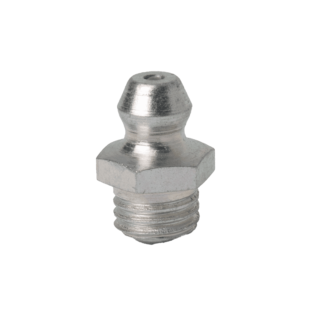 Premium 5/16'' X 24 Unf Straight Grease Nipple With Hex Base And Threaded End, Displayed Upright On A Plain White Background.