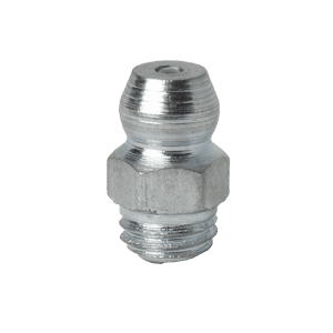 Ingrassatore dritto Premium da 1/4" x 28 UNF con base esagonale ed estremità filettata, ideale per sistemi di lubrificazione industriali.