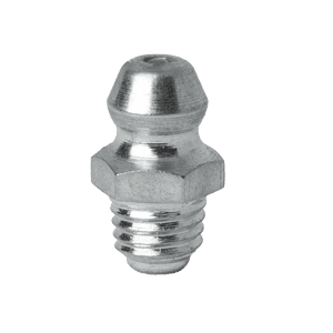 Ingrassatore dritto autoformante da 1/4" x 28 di alta qualità con base filettata e testa arrotondata, di colore bianco, ideale per uso industriale.