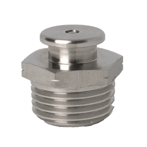 Ingrassatore a testa bombata PTF da 1/2" x 14 in acciaio inossidabile 316 di alta qualità, parte superiore piatta e rotonda, per sistemi di lubrificazione industriali.