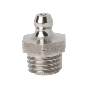 Ingrassatore dritto conico M12 x 1,5 di alta qualità in resistente acciaio inossidabile 316, base esagonale e filettatura, ideale per la lubrificazione industriale.