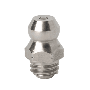 Ingrassatore corto e dritto conico M6 x 1 di alta qualità, acciaio inossidabile 316, filettature precise, ideale per esigenze di lubrificazione industriale.
