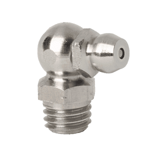 Ingrassatore conico a 90° M8 x 1,25 Premium, acciaio inossidabile 316, ugello angolato: lubrificazione di precisione per macchinari industriali.