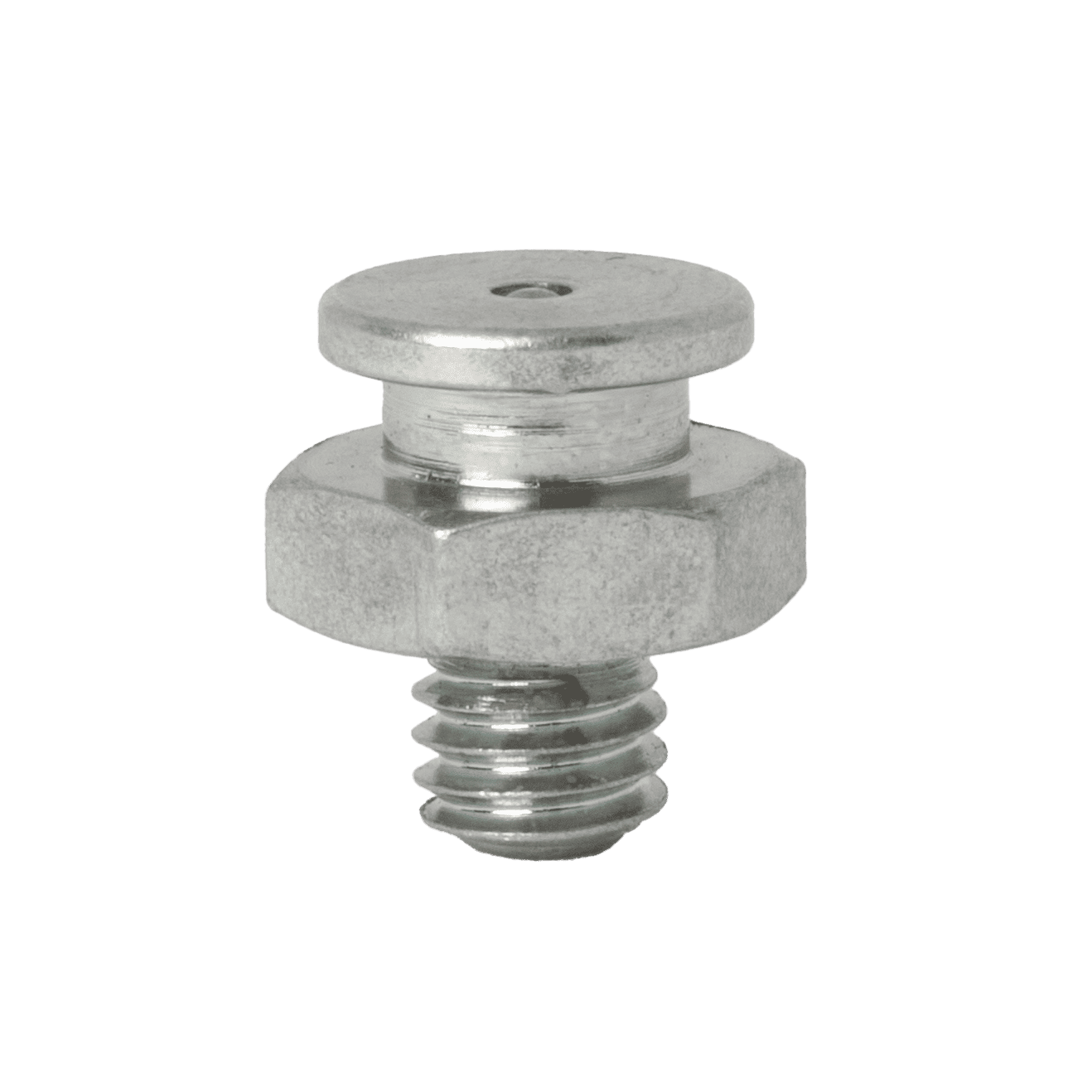 High-Quality M6 X 1 10Mm Button Head Screw Adaptor With Hex Midsection And Threaded Ends, Ideal For Industrial Grease Fittings.