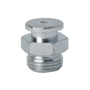 Tappo a testa bombata Premium da 1/8" x 28 BSP (G1/8") da 10 mm, in resistente metallo argentato, perfetto per ingrassatori. Sfondo chiaro e trasparente.