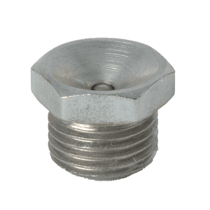 Ingrassatore a tazza di alta qualità da 1/8" x 28 BSP, filettatura esterna, finitura metallica; ideale per guarnizioni di tubi e raccordi industriali.