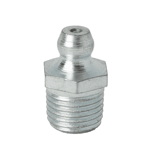 Ingrassatore dritto lungo conico M10 x 1 Premium, argento, base esagonale, estremità filettata: ideale per la lubrificazione di macchinari industriali.