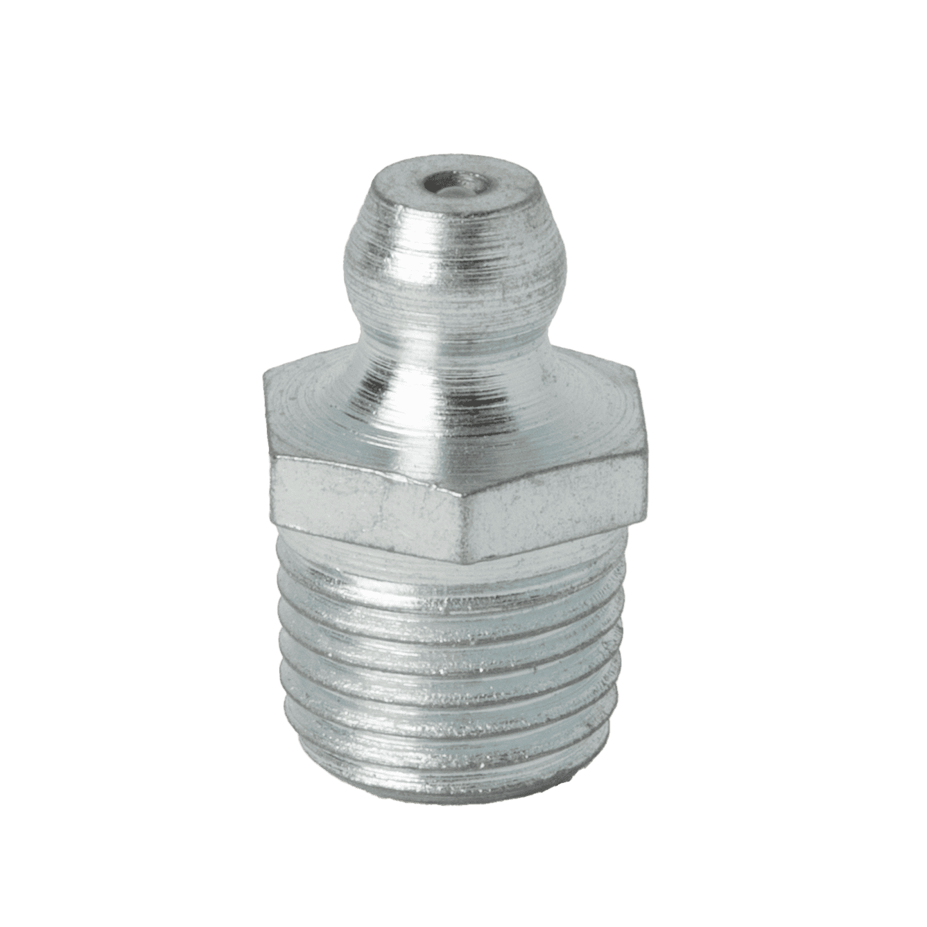 Premium M10 X 1 Taper Long Straight Grease Nipple, Silver, Hex Base, Threaded End—Ideal For Industrial Machinery Lubrication.