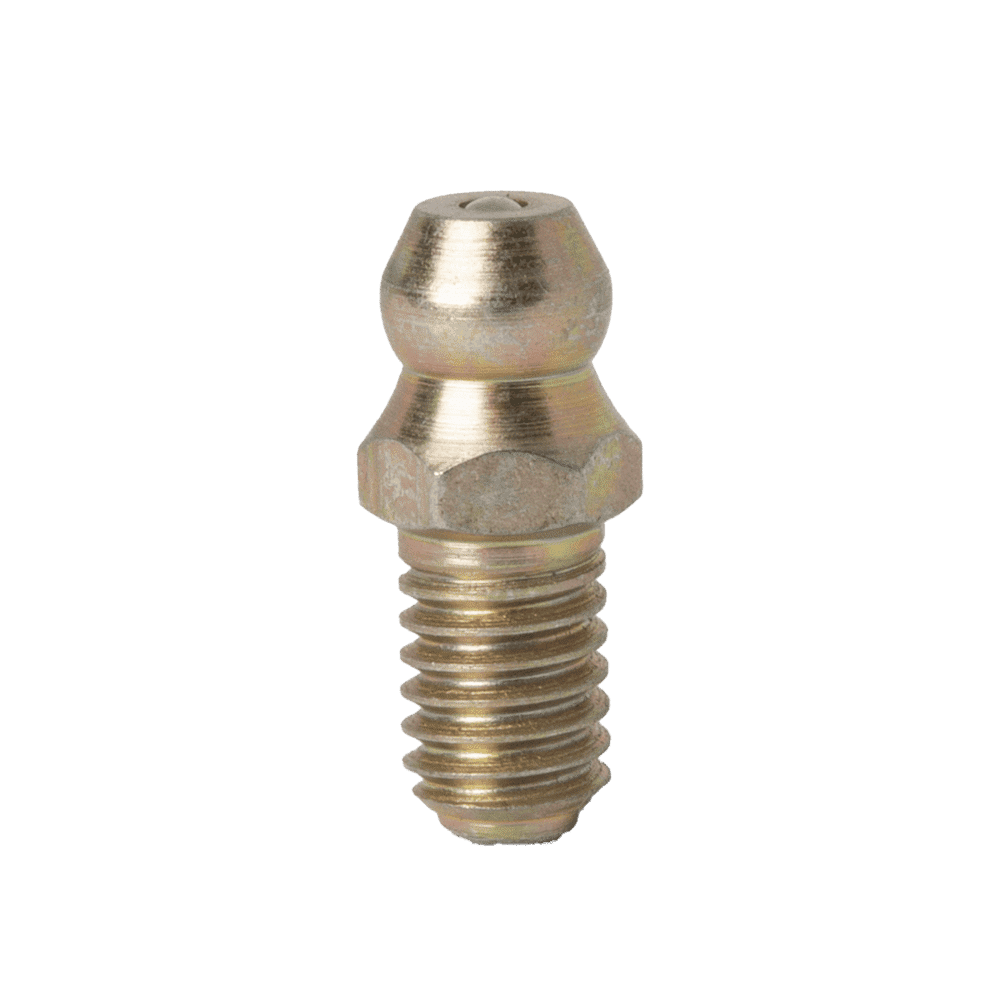 High-Quality M6 X 1 Parallel Straight Grease Nipple, 18Mm, Threaded Shaft And Dome Top, Isolated On White Background.