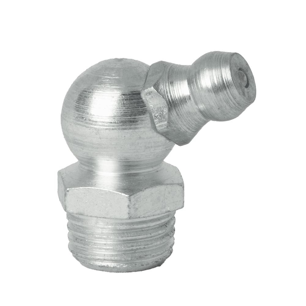 Premium M10 X 1 Taper 67.5˚ Grease Nipple With Hex Base And Threaded End, Ideal For Industrial Lubrication; White Background.