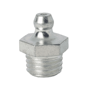 Ingrassatore dritto conico M12 x 1,5 di alta qualità, nipplo Zerk di precisione, primo piano su sfondo bianco.