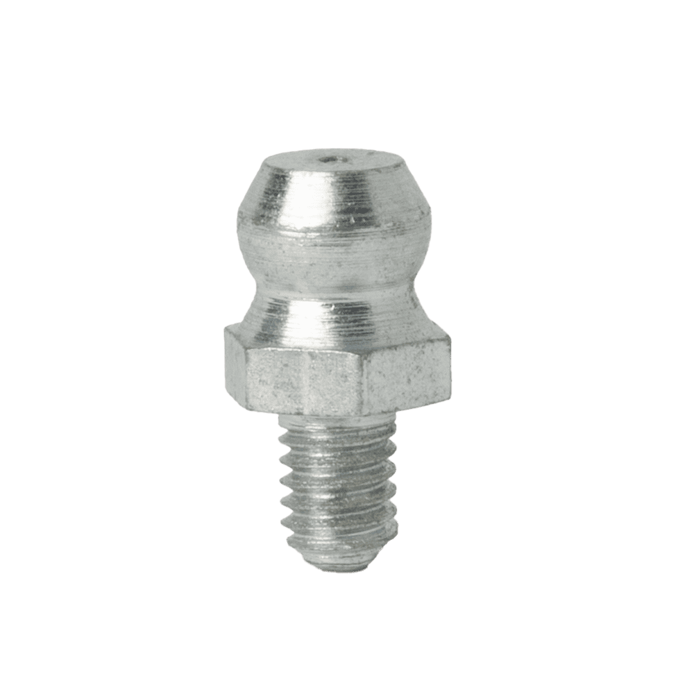 High-Precision M4 X 0.7 Taper Straight Grease Nipple With Hex Base And Threaded End On White, Ideal For Global Industrial Systems.