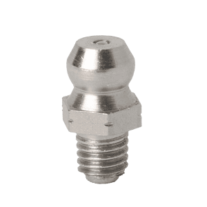 Ingrassatore dritto conico M5 x 0,8 in acciaio inossidabile 303, corpo esagonale, base filettata: componente di precisione per la lubrificazione industriale.