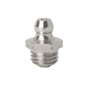 Ingrassatore dritto Premium da 3/8" x 24 UNF, acciaio inossidabile 303, base filettata, punta arrotondata, colore bianco, ideale per uso industriale.