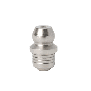Ingrassatore dritto Premium da 1/4", acciaio inossidabile 303, finitura argento, parte superiore arrotondata, base filettata su sfondo bianco.