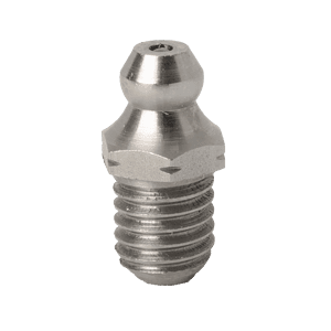 Ingrassatore parallelo dritto M8 x 1,25 di alta qualità, acciaio inossidabile 303, estremità filettata, parte superiore arrotondata per lubrificazione industriale.