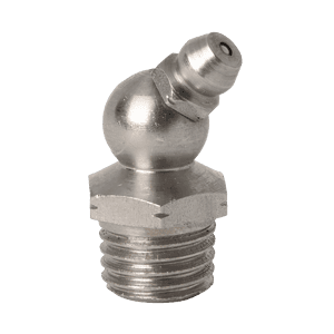 Ingrassatore conico a 45° M12 x 1,5 di alta qualità in acciaio inossidabile 303, base esagonale, ugello angolato; ideale per l'uso industriale globale.