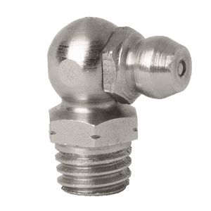 Ingrassatore conico M8 x 1,25 di alta qualità a 90°, in acciaio inossidabile 303, base filettata; ideale per la lubrificazione di macchinari industriali.