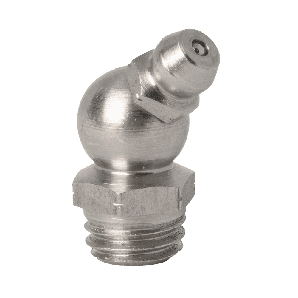 Hochwertiger M10 x 1,5 Kegel 45˚ Schmiernippel, Premium 303 Edelstahl, Präzisionsgewinde für den Einsatz in der industriellen Schmierung.