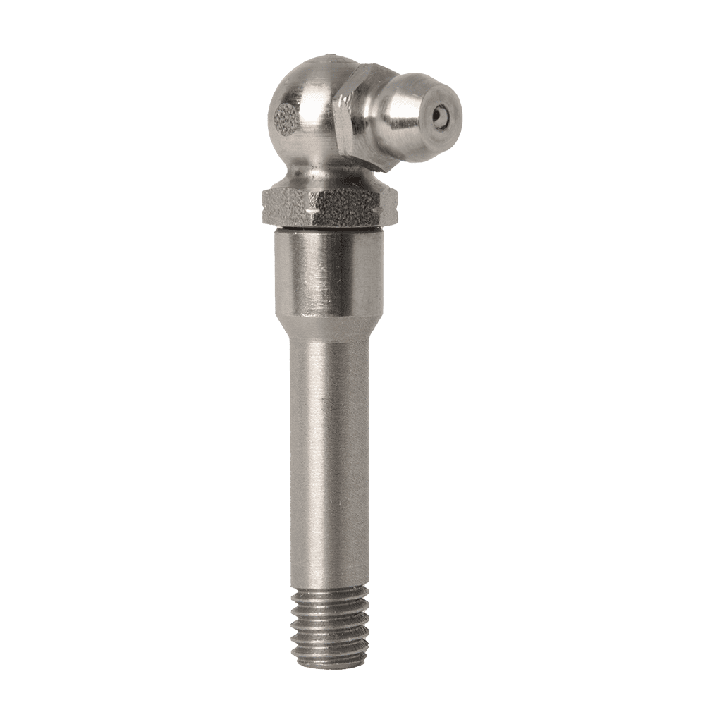 Hochwertiger M6 x 1 40 mm 90°-Schmiernippel aus langlebigem Edelstahl 303, ideal für die globale Industrie- und Automobilschmierung, auf Weiß.
