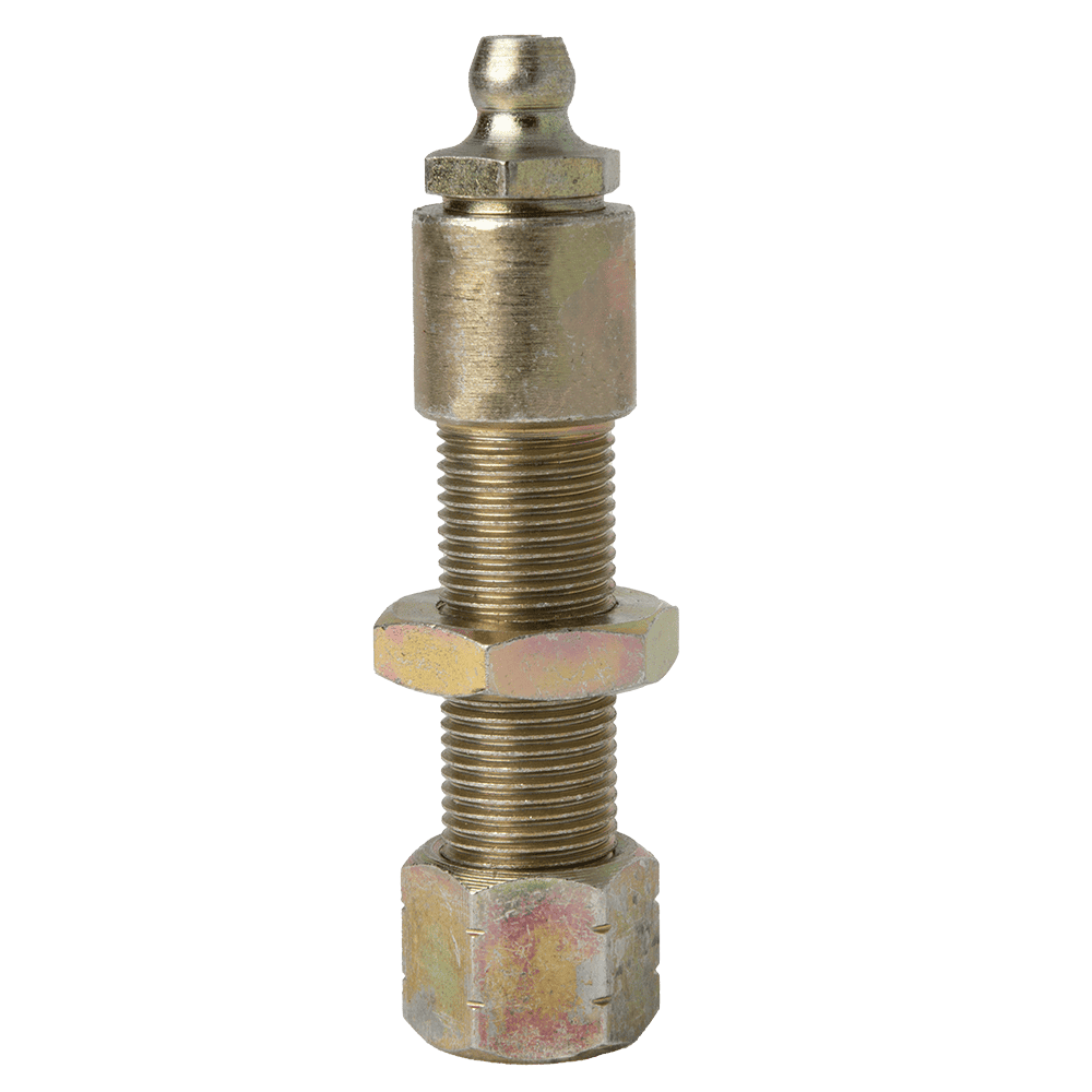 Detailed Close-Up Of Our Industrial-Grade 20Mm Battery Plate Adaptor With Steel Grease Nipple, Highlighting Threaded Centre And Nuts.