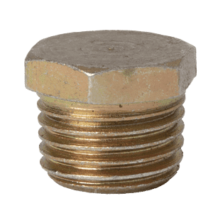 Tappo conico BSP da 1/4" x 19 di alta qualità, testa esagonale in ottone, parte superiore piatta, filettature visibili; ideale per ingrassatori industriali.