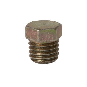 Tappo filettato SAE-LT da 1/4" x 28 di alta qualità con parte superiore piatta e filettatura precisa, raffigurato su sfondo bianco: ideale per raccordi industriali.