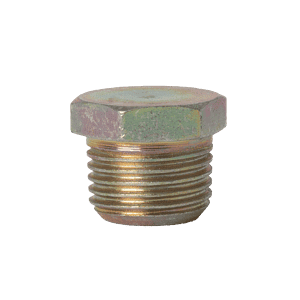 Tappo per tubi in metallo con testa esagonale PTF da 1/8" x 27 di alta qualità e filettatura esterna, ideale per sigillare le estremità dei tubi in applicazioni industriali.