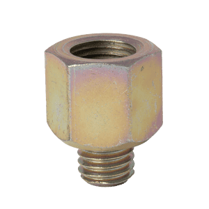 Adattatore di alta qualità da 1/8" BSP femmina a M8 x 1,25 maschio con filettatura esagonale, per ingrassatori di precisione, isolato su bianco.
