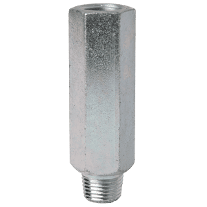 Adattatore di alta qualità da 1/8" BSP femmina a 1/8"x27 maschio autoformante, dado di accoppiamento esagonale, ideale per ingrassatori industriali.