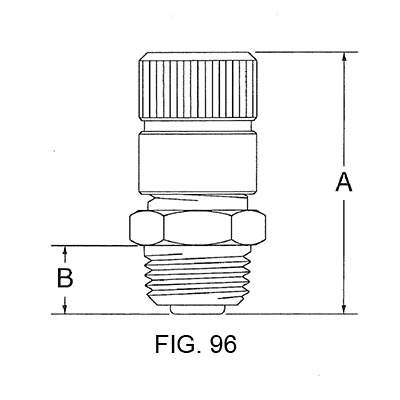 Technical Schematic Of 1/8 X 28 Bspt (R1/8) Grease Nipple With Dust Cap, Fig. 96, Showing Height (A) And Thread Width (B).