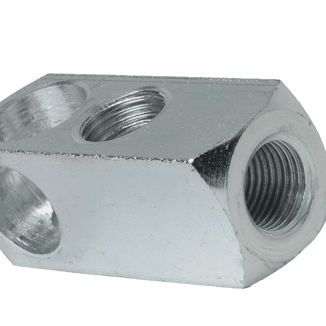 High-Quality 1 Way Anchor Block - Dual Mount, Precision-Machined Hexagonal Coupling Nut With Multiple Holes For Industrial Fittings.