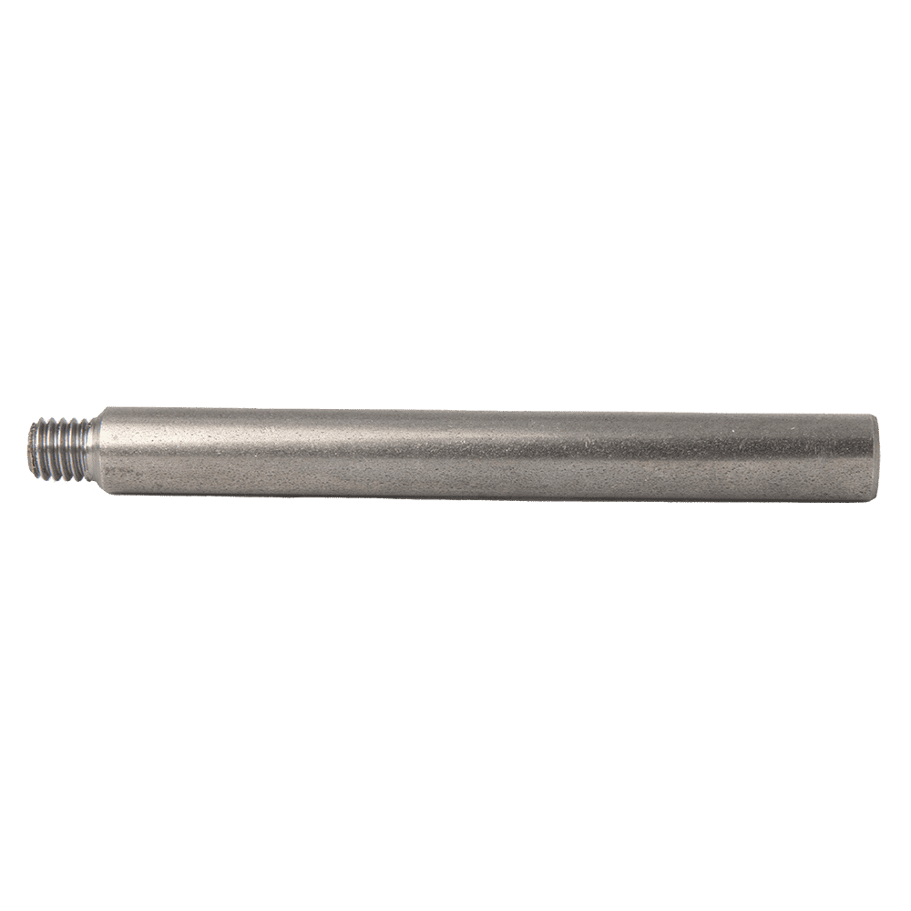 Tige d'extension femelle vers mâle M6 x 1 de haute précision de 77 mm avec extrémités filetées et lisses, présentée sur fond blanc.