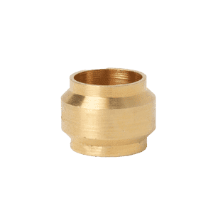 Raccordo per tubo a oliva in ottone di alta qualità da 6 mm, progettato con precisione, con una sporgenza centrale rastremata ed estremità eleganti, su sfondo bianco.